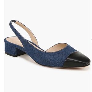 NWT Veronica Beard Cecile Half d'Orsay Slingback Pump, in blue/ black size 7.